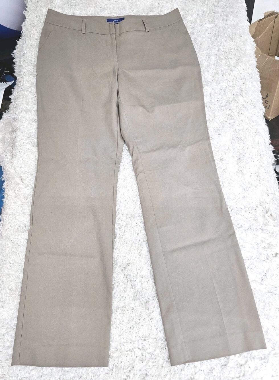 Apt 9 Torie Dress Pants Womens 12 Tan Khaki Brown Mid Rise Bootcut Stretch Slack